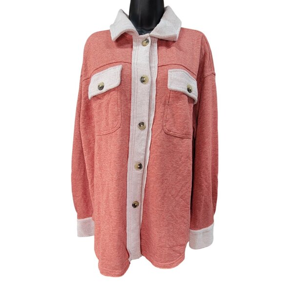 Oddi Tops - Oddy Shacket Long Sleeve Button-Up Shirt Jacket Pockets Womens Large New Tags